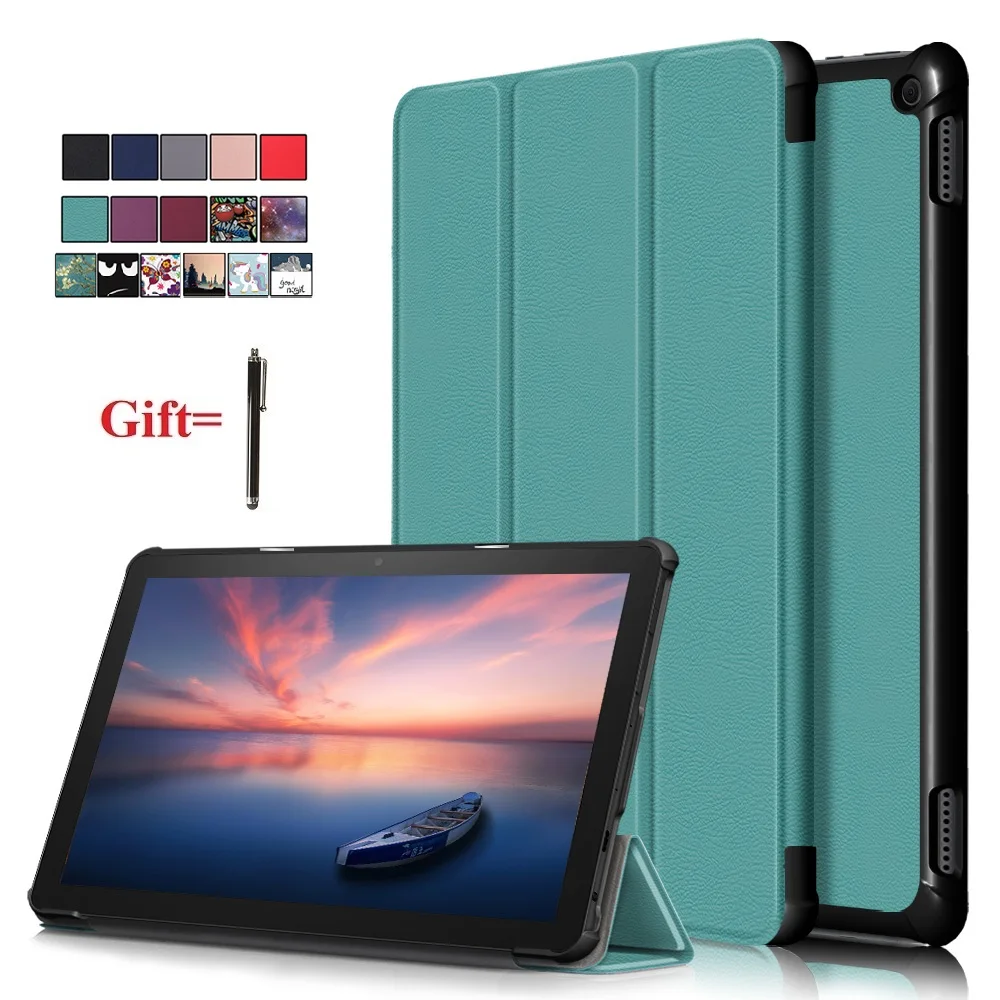 

For Kindle Fire HD 10/HD10 Plus Tablet Case 2021 Folding Case Stand Cover for Amazon Kindle Protector Shell Wake/Sleep with Pen