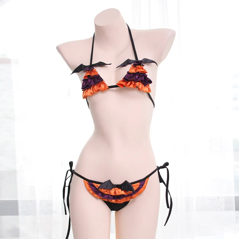 

Holloween Pumpkin Devil Women's Lingerie 2PCS Set Bra & Panties Set Bikini Cute Kawaii Women Lingerie Set Bra and Panty Set