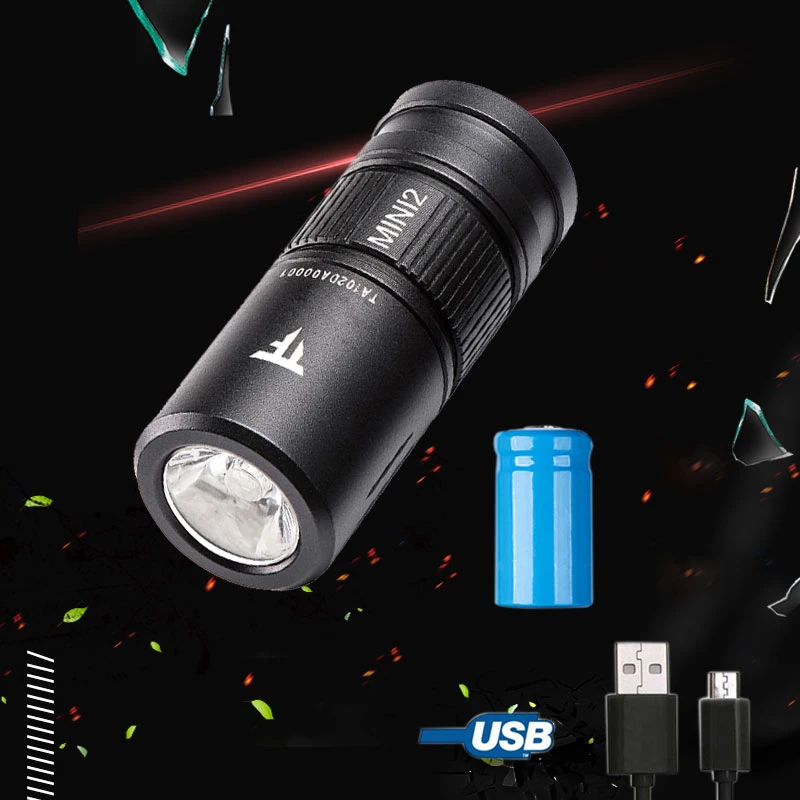 

MINI 220 Lumens LED Flashlight CA18-3X LED Torch USB Rechargeable Keychain Pocket Light IPX8 EDC Portable Flashlights Lanterna