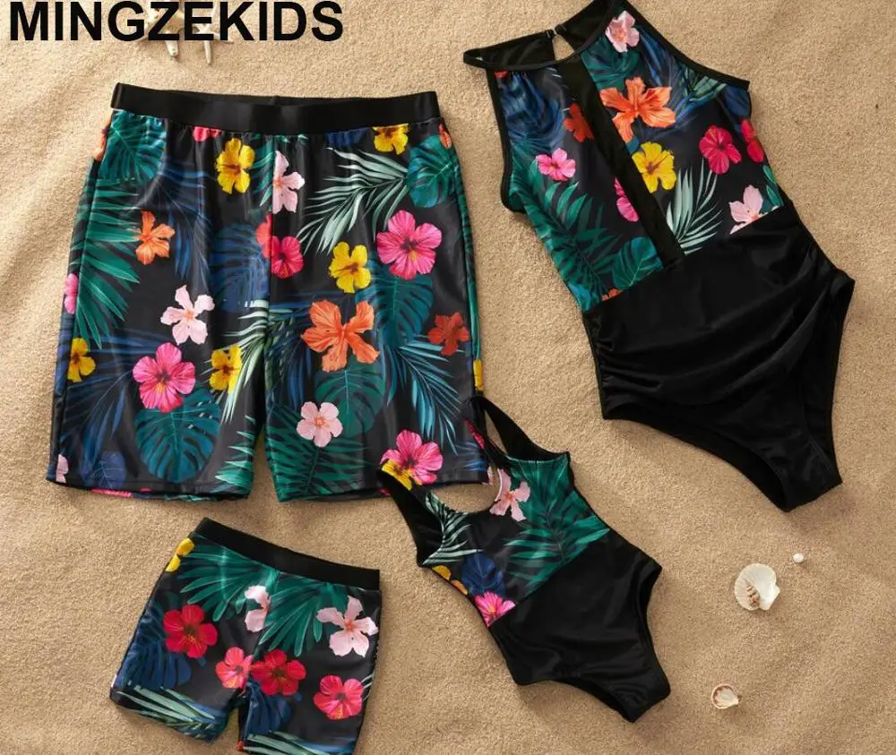 Купальный костюм для мамы и дочки семейная одежда летние купальные костюмы с