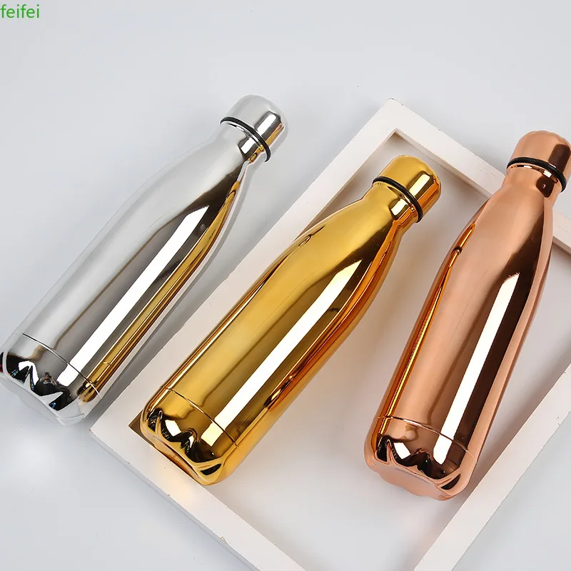 

Customize Logo Stainless Steel Water Bottle Rose Gold Thermos Vacuum Flask Insulated Cold Cup Leak-proof Sport Drink Bottle Mug
