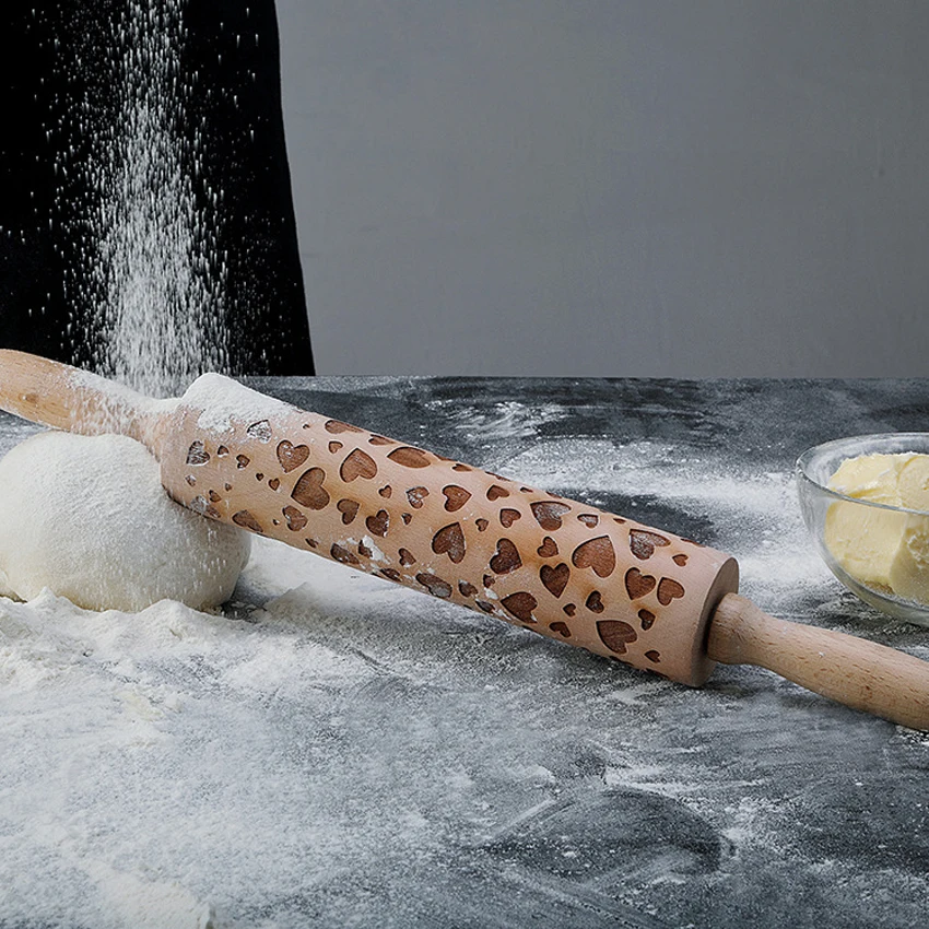 Скалка в рождественском стиле деревянный ролик для теста печенья с гравировкой