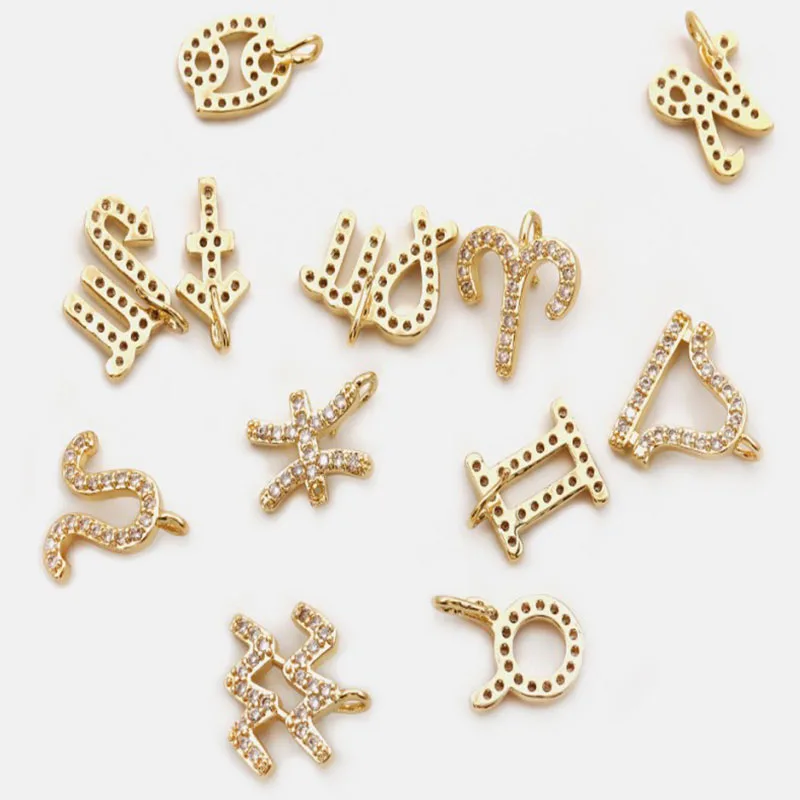 12 шт./лот латунные подвески с созвездиями двенадцати зодиаков для изготовления