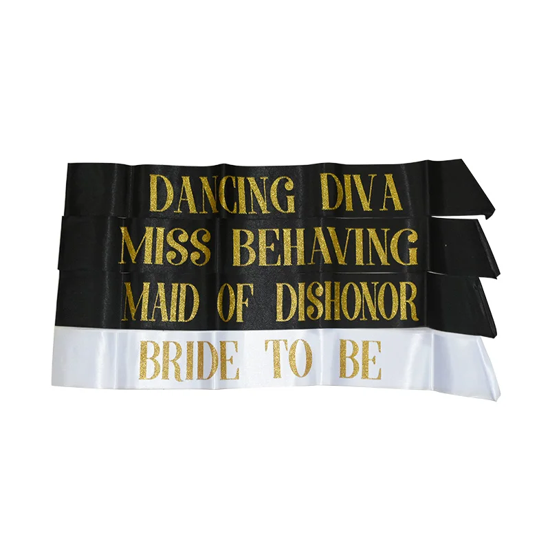 Белая лента для невесты на плечо черный горячий беспорядок декоративная свадьбы