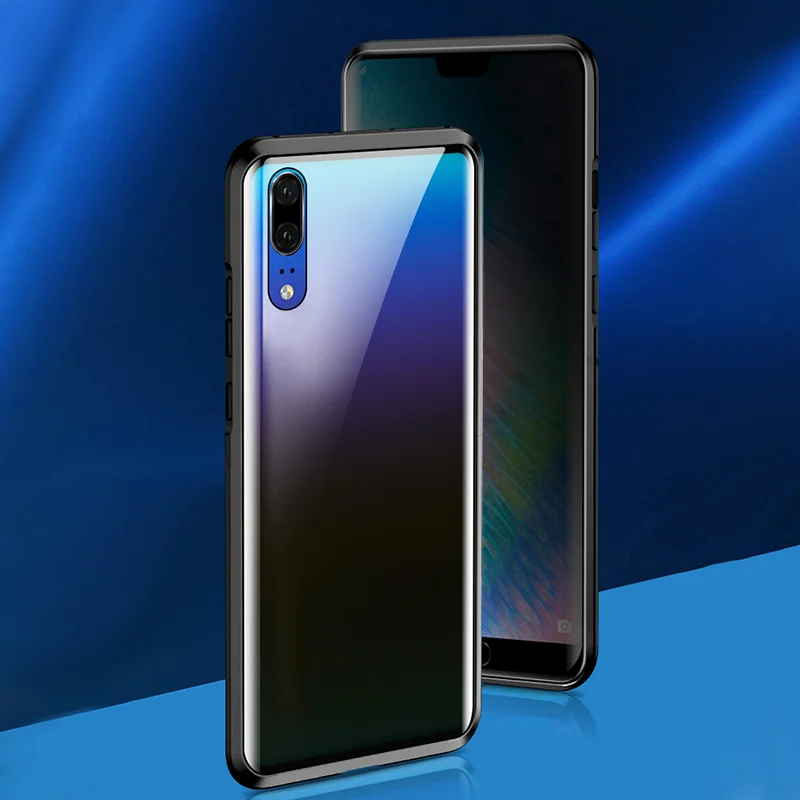Роскошный Магнитный чехол для huawei P20 P30 Pro Lite с защитой от подзорья, переднее и заднее закаленное стекло, 360 магнит, антишпионский защитный чехол Coqu