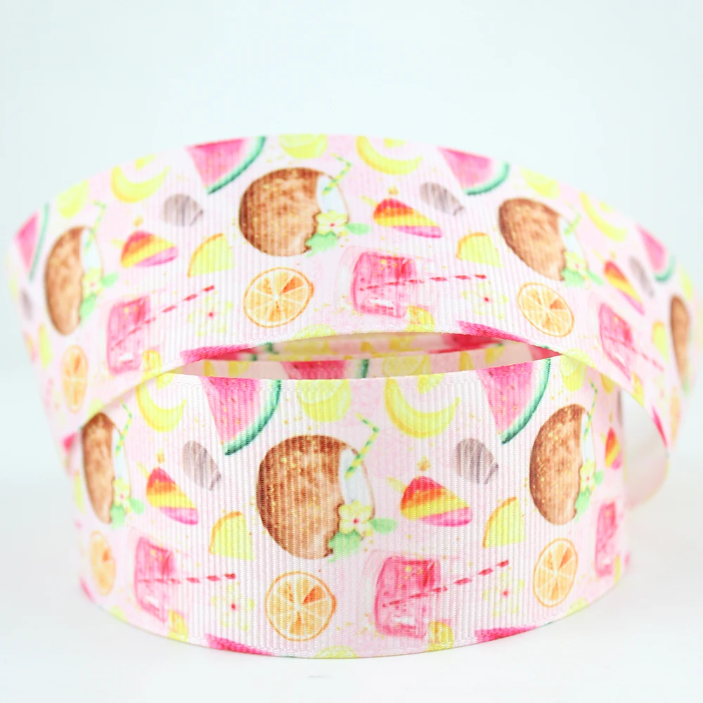 

Coconut fruit printed grosgrain ribbon 16-75mm DIY handmade materials hair accessories wedding gift wrap tape ribbons