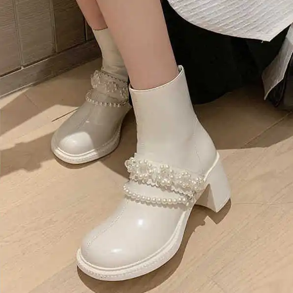 

2022NEW British Style Winter Shoes Women Modern Boots Genuine Leather Handmade Fashion Ankle Platform Boots