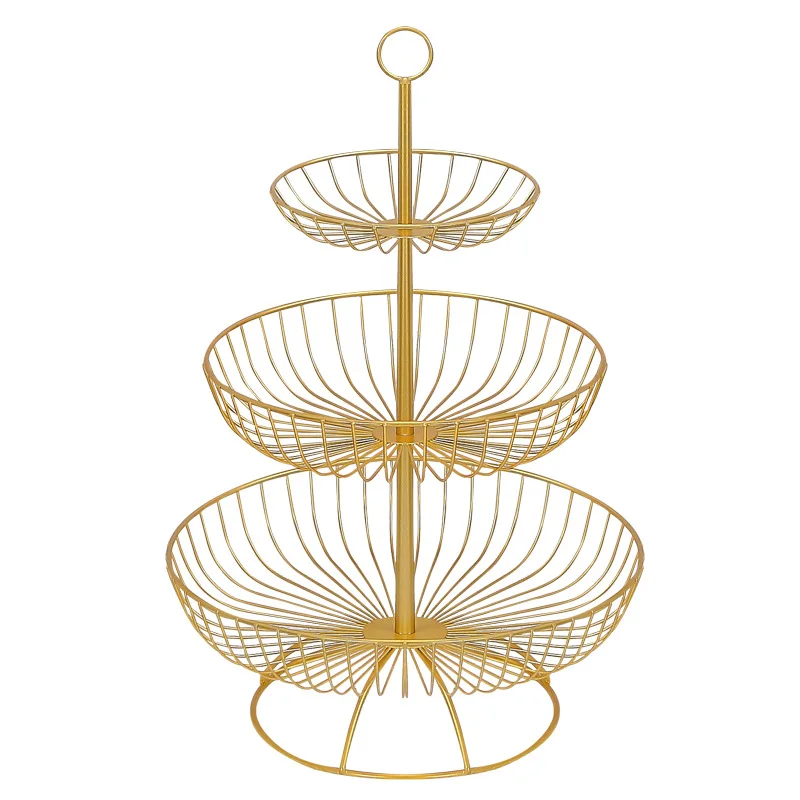 

Iron Three Layer Storage Basket Fruit Dish Kitchen Home Bowl Detachable Metal Cake Stand Decorative Dessert Holder Organizer