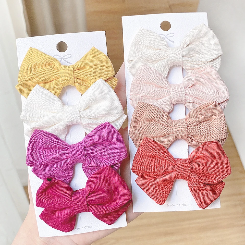 

4Pieces/Set Colorful Hairpins Solid Hair Bows For Girls Cute Hair Clips Barrettes Children Fashion Gift Kids Hair Accessories