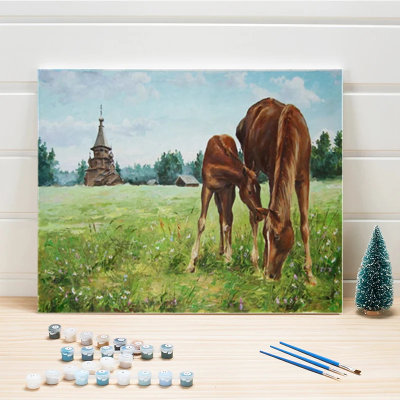 Раскраска по номерам Лесной Олень diy цифровая картина маслом животные пейзаж