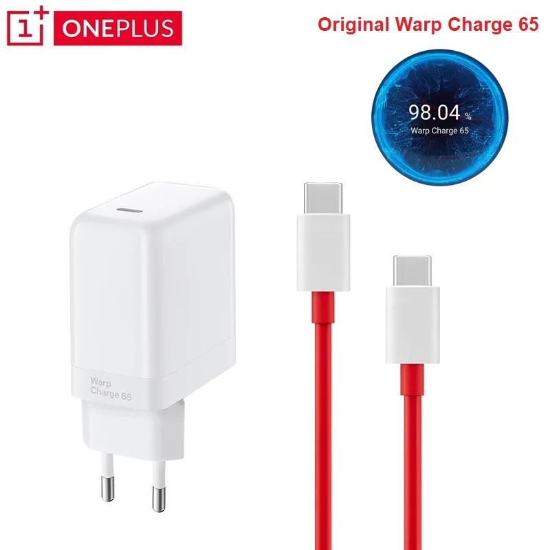 

Оригинальный адаптер питания Oneplus 9pro Warp Charge 65 Вт, Европейское быстрое зарядное устройство 65 Вт, кабель Type C к Type C One Plus 9 pro 9R 8T 8