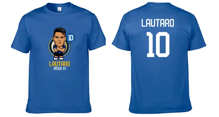 Новинка года; Romelu Lautaro 10 inter milan; футболка с героями мультфильмов; хлопковая футболка с короткими рукавами для фанатов; подарок - Цвет: 1