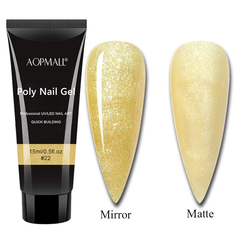 AOPMALL® UV/LED 15 Glitter Shimmer Poly Nail Gel For Extension Color Nail Gel For Nails Art Painting Gel Nail Art Enamel