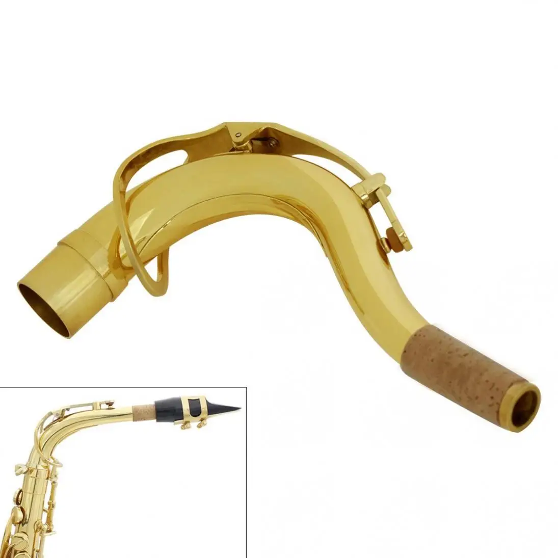 

Tenor Saxophone Neck Waterproof Repair Parts Tube Diameter 27.8mm Gold Plated Brass