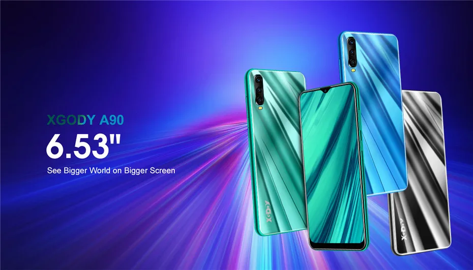 XGODY A90 3G Smartphone 6.53" Waterdrop Screen Android 9.0 Mobile Phone 2GB 16GB MTK6580 Quad Core 5MP Camera 3000mAh Cellphone