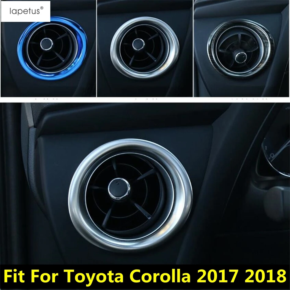 

2 Pcs Blue Silver Dashboard Air Conditioning AC Outlet Vent Ring Circle Cover Kit Trim For Toyota Corolla 2017 2018 Accessories