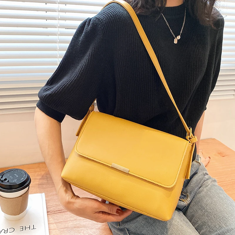 

VreyMe Casual Women Crossbody Bags 2021 Retro Pu Leather Shoulder Bag Female Brief Flap Handbag Ladies Elegant Daily Large Purse