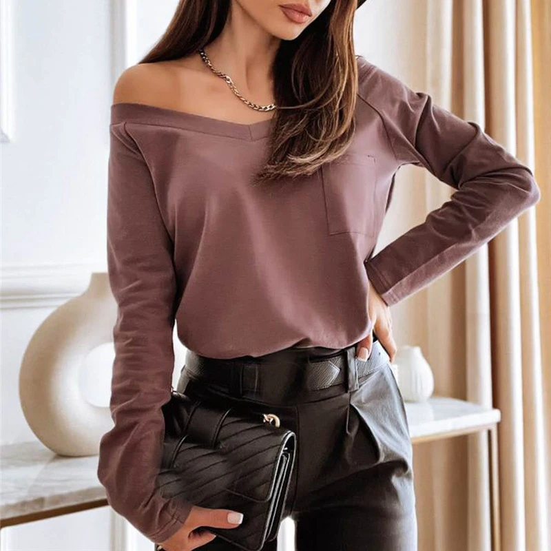 Женский простой однотонный топ на осень и зиму Модный повседневный приталенный