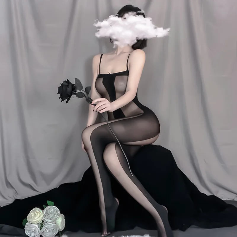 Горячий сексуальный ажурный просвечивающий нательный комбинезон нижнее белье