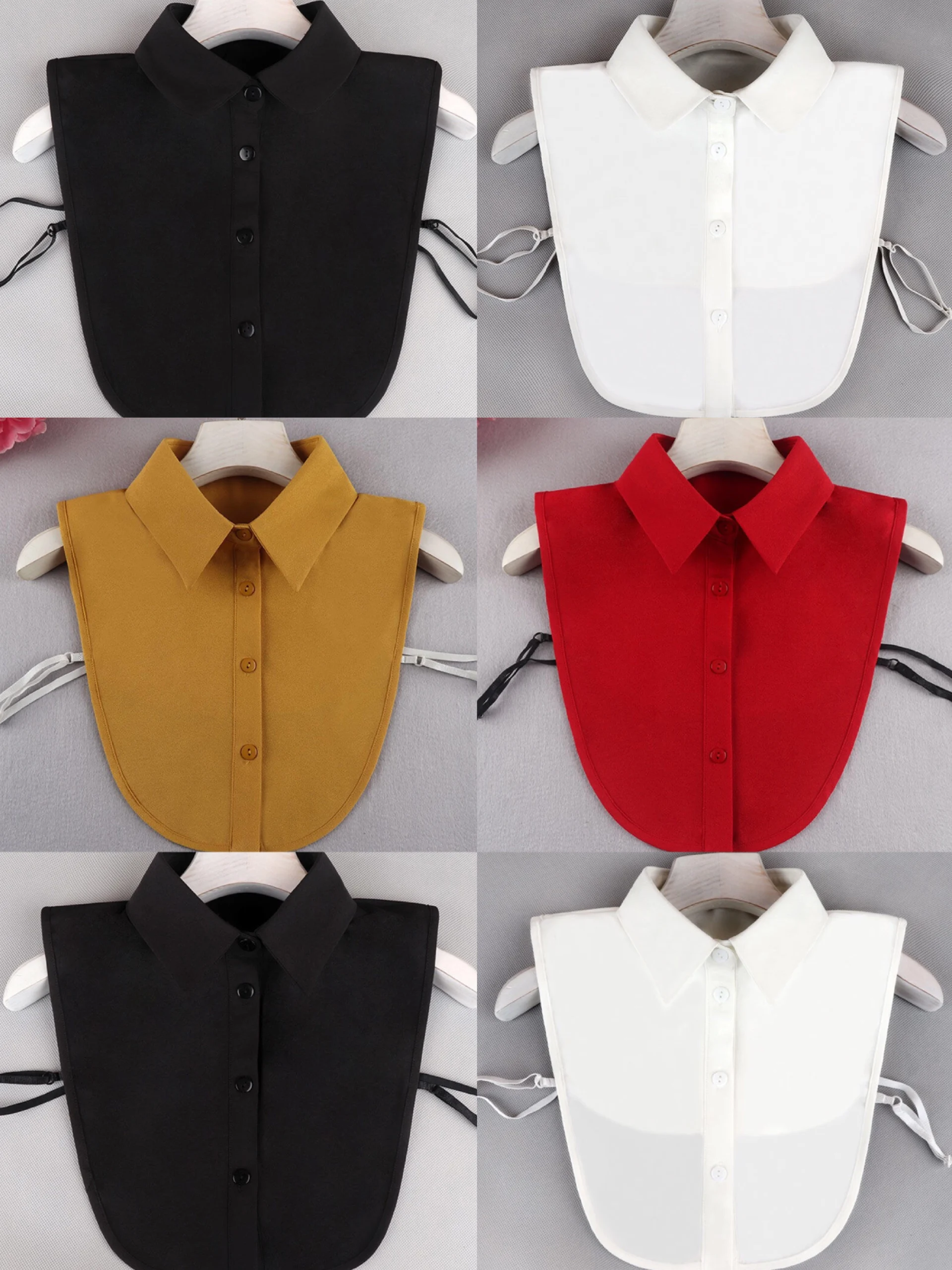2021 New Brand Stylish Pure Solid Ladies Shirt Vintage Fake Collars Causal Detachable Collar Black White Clothes Accessories