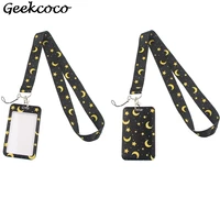 j1980 moon and star lanyard keychain keys badge id mobile phone rope kids gifts lanyard with card holder cover