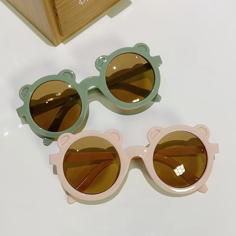

New Cartoon Lovely Kids Sunglasses Bear Shape Frame Girls Children Sun Glasses Round Street Beat Baby Boy Eyeglasses Cute Shades
