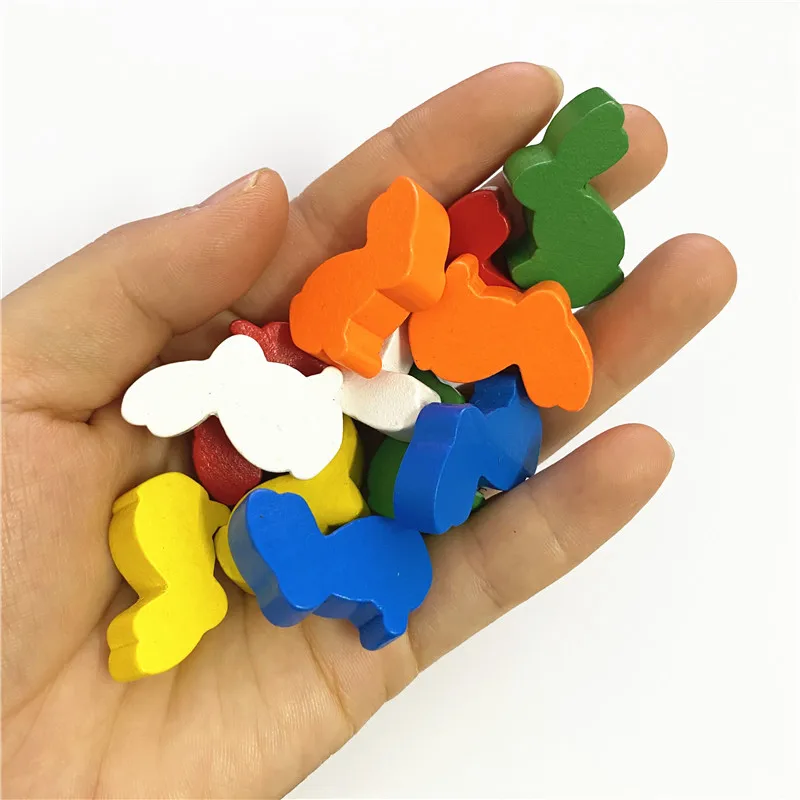 

6 Pcs/Set DIY Wooden Rabbit Chess Pieces Accessories Wood Games