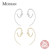 modian 100 925 sterling silver astract human face hoop earrings fashion elegant line ear for women girls fine jewelry arete