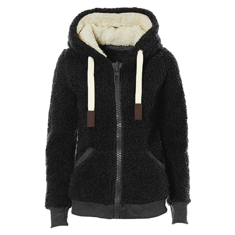 Женские Осенние Теплые плотные толстовки с капюшоном из флиса свободная