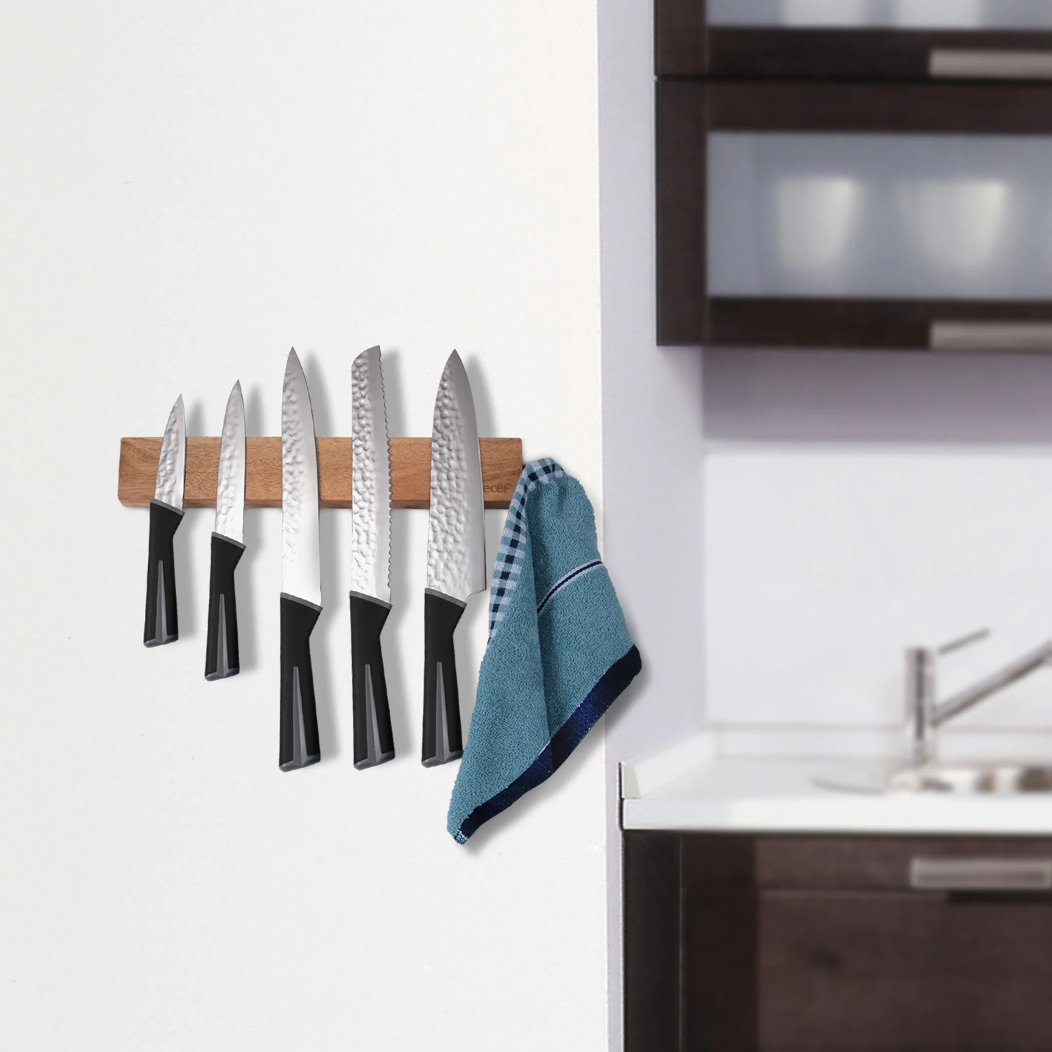 Hecef 12 дюймов Магнитный Ножи полосы акации держатель для хранения всех видов