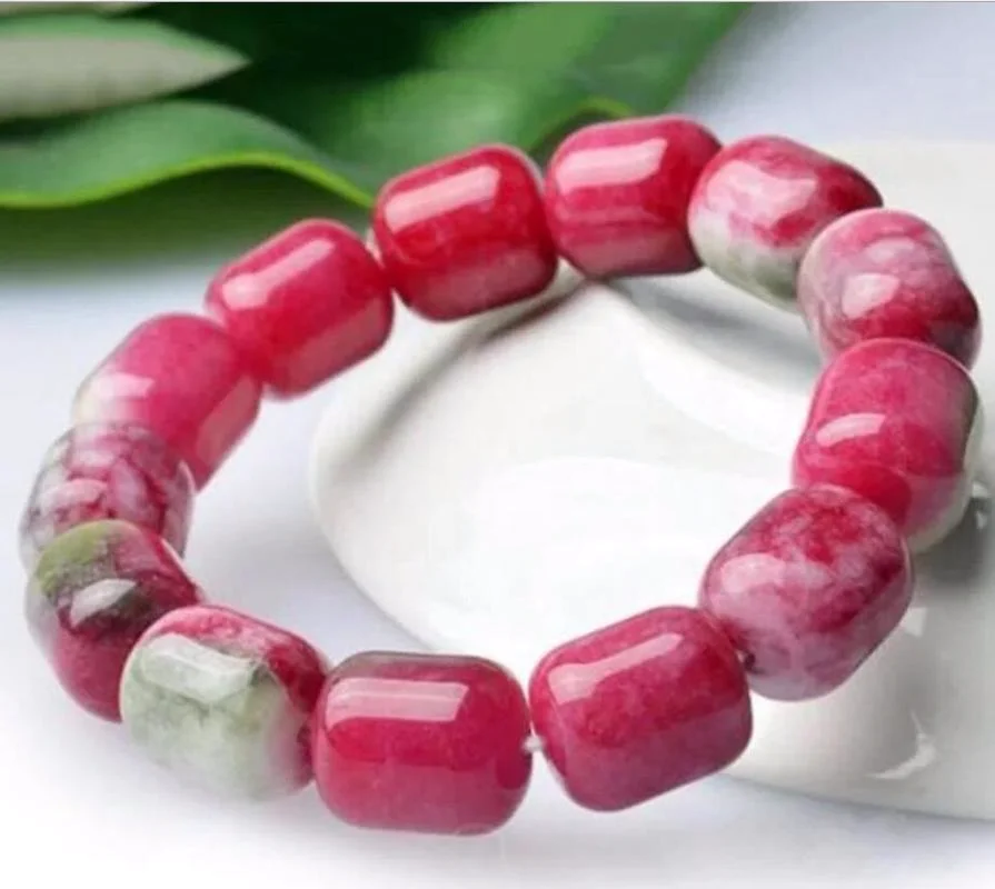 

Hot Selling Natural Men Women Jewelry Peach Flower Jade Bracelet Gemstone Bangle Gifts Classic Unisex