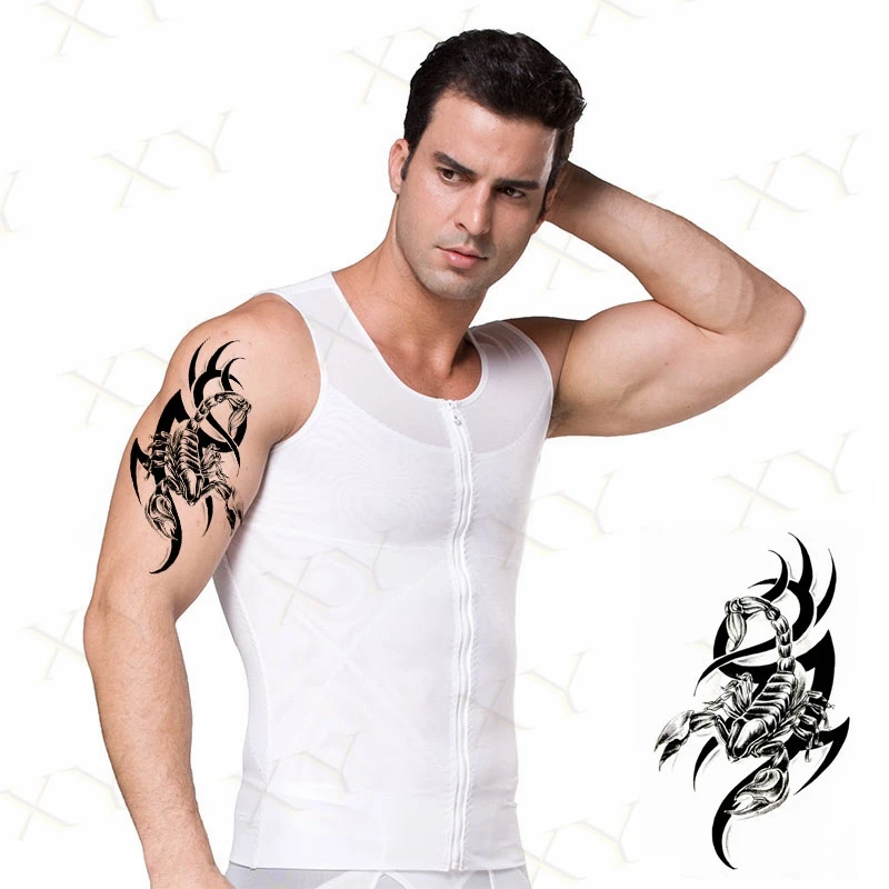 

Водостойкая временная татуировка, наклейка на Скорпион, настоящий дракон, пламя, флэш-татуировки для женщин, Корона Льва, боди-арт, искусств...