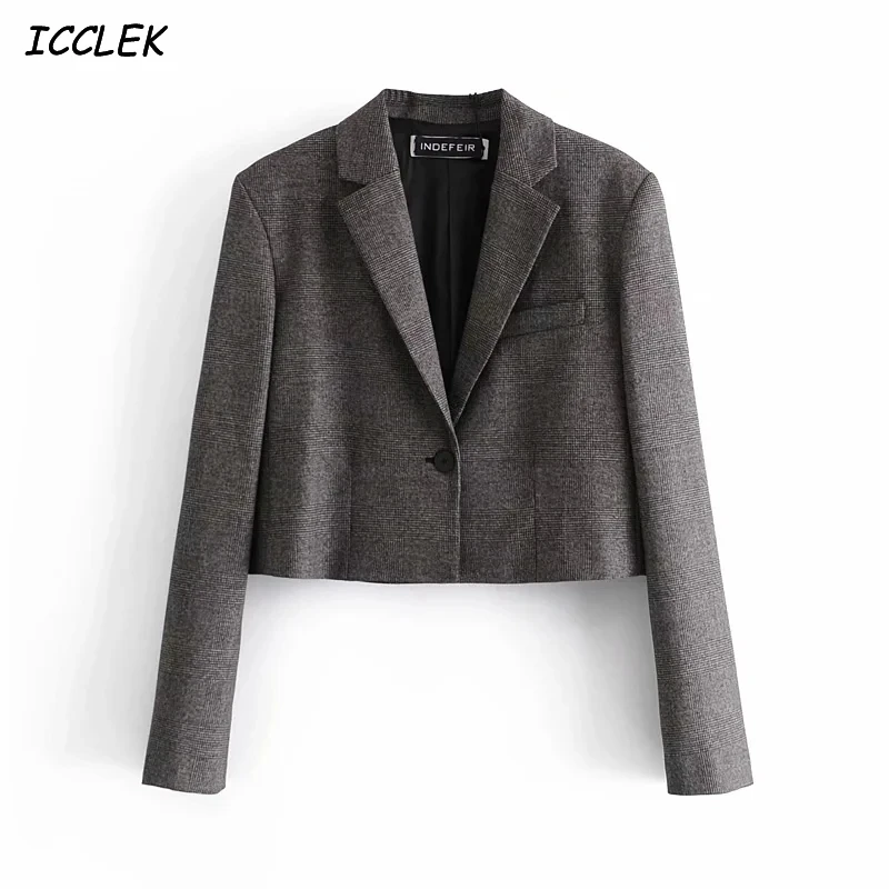 

Za Women's Blazers Office Formal Ladies Work Blazers Cropped Jackets Femme Long Sleeves Mujer Coat Chic Casual Outerwear Vintage