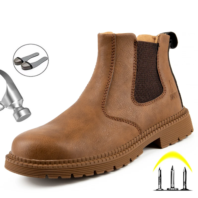 

Winter Boots Men Work Safety Boots Steel Toe Safey Shoes Men Work Shoes Puncture Proof Chelsea Boots Indestructible Men's Boots