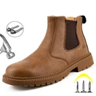Зимние ботинки, мужские защитные рабочие ботинки со стальным носком, защитная обувь, мужская рабочая обувь, непробиваемые Ботинки Челси, неразрушаемые мужские ботинки