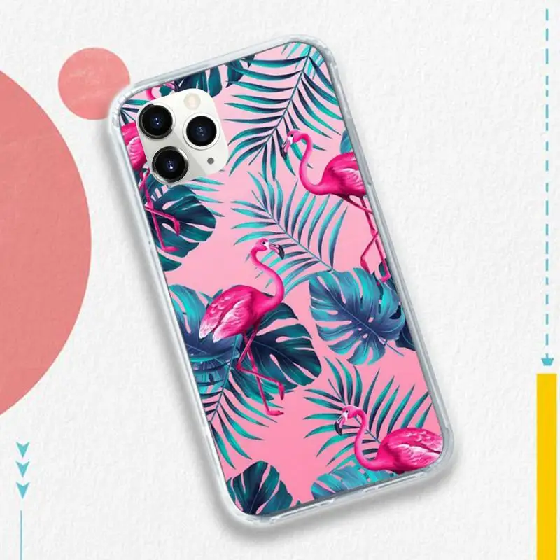 

Fashion Flamingo Phone Case Transparent soft For iphone 5 5s 5c se 6 6s 7 8 11 12 plus mini x xs xr pro max