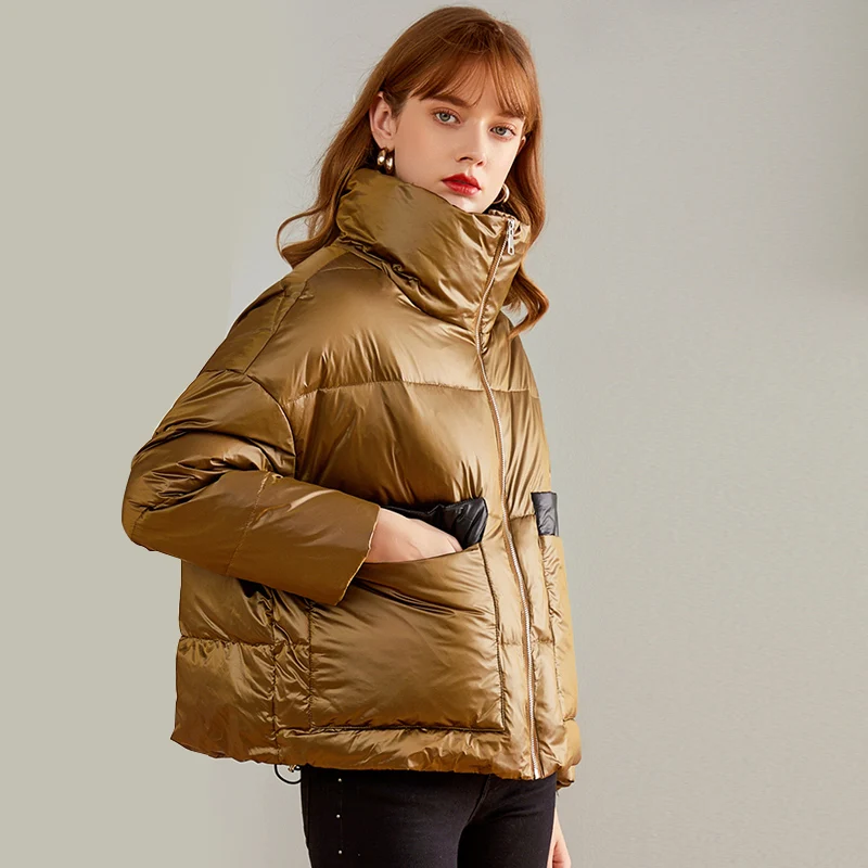 Женский пуховик на белом утином пуху теплая парка с перьями Брендовая верхняя