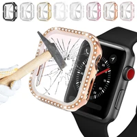 diamond inlaid pc cover case for apple watch 4 5 6 38mm 40mm 42mm 44mm screen protector pc protection cover for iwatch 1 2 3