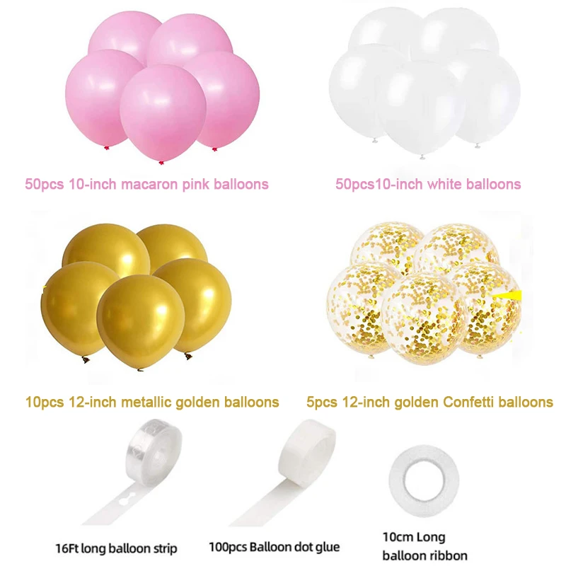 118 шт. цвета: розовый белый золотистый воздушный шарик в гирлянда арочный