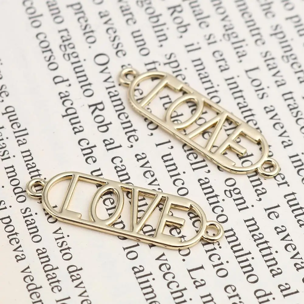 DoreenBeads Модные цинковый сплав разъемы Овальный Золотой сообщение &quotлюбовь&quot
