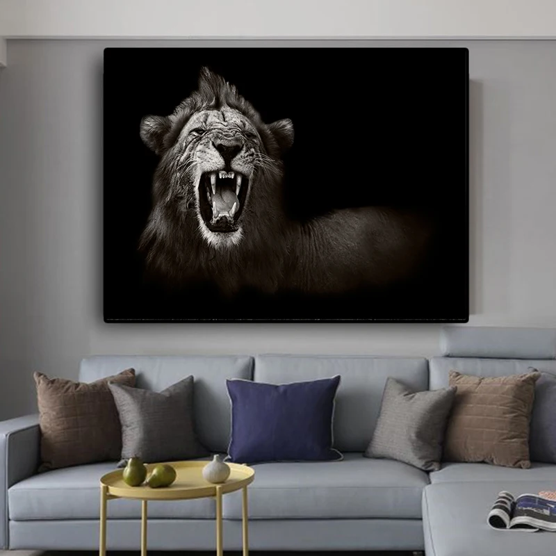 Скандинавская живопись на холсте настенные картины с изображением животных Лев