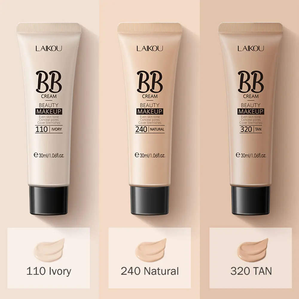 

LAIKOU BB Cream Long Lasting Waterproof Even Skin Tone Conceal Pores Cover Blemishes Face Makeup 30ml