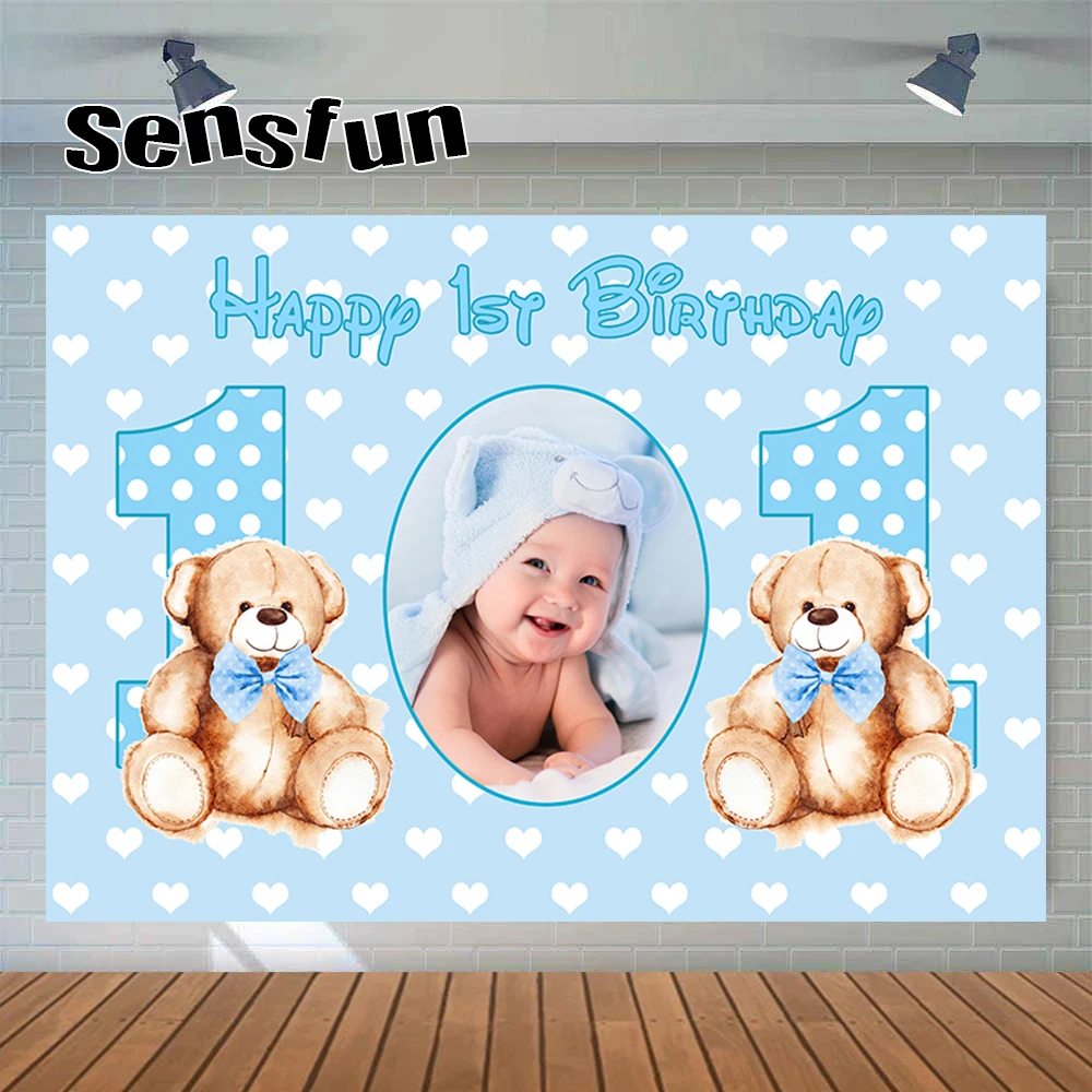 

Sensfun летняя футболка с нарисованными маленькими синими мальчик 1st день рождения фон для фотосессии медведь детского дня рождения с изображением старого дощатого индивидуальные фото текста