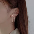 Женские серьги-подвески золотого цвета, с длинными кисточками, для пирсинвечерние, бижутерия в подарок