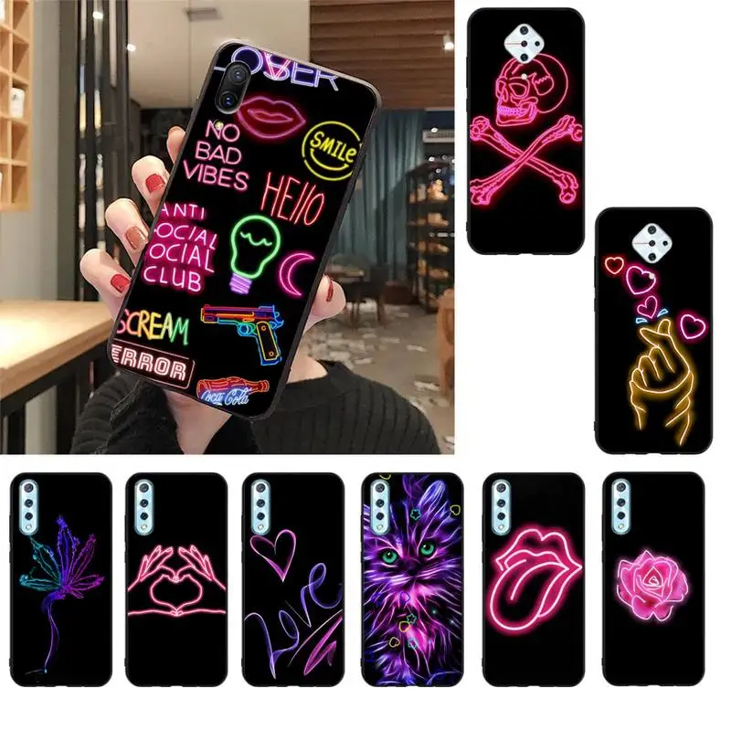 

YNDFCNB Black background neon Phone Case For Vivo V17 Neo Y91C Y11 Y19 Y17 Y15 U1 U3 V11i IQOO V11 V15 Pro V17
