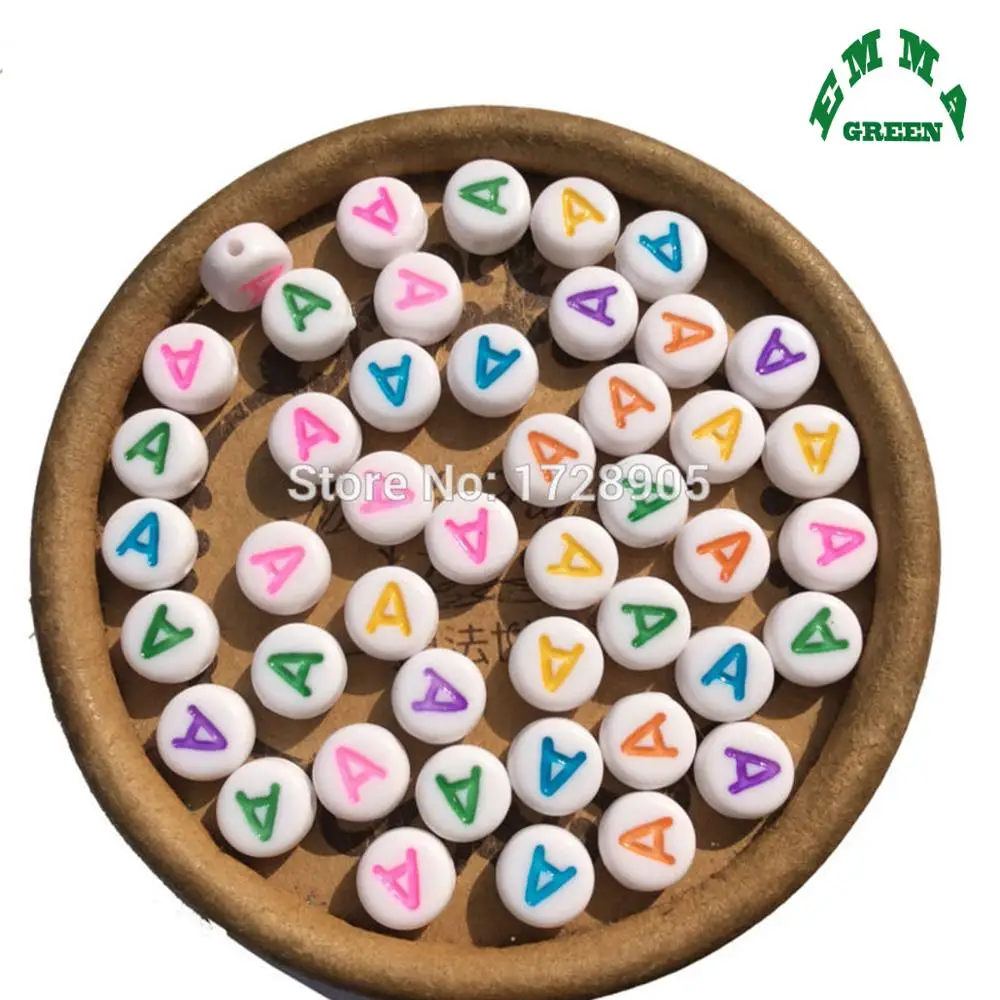 Бусины с буквами для детей плоские круглые бусины алфавитом 4*7 мм 3600 шт.