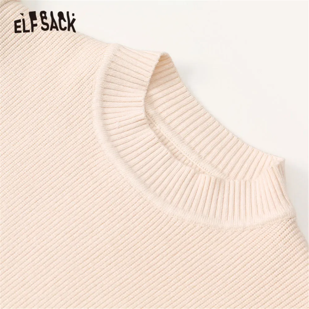 ELFSACK Black Plaid Patchwork Korean Knit Sweater Women 2020 Spring Colorblock Long Butterfly Sleeve Casual Ladies Daily Tops | Женская