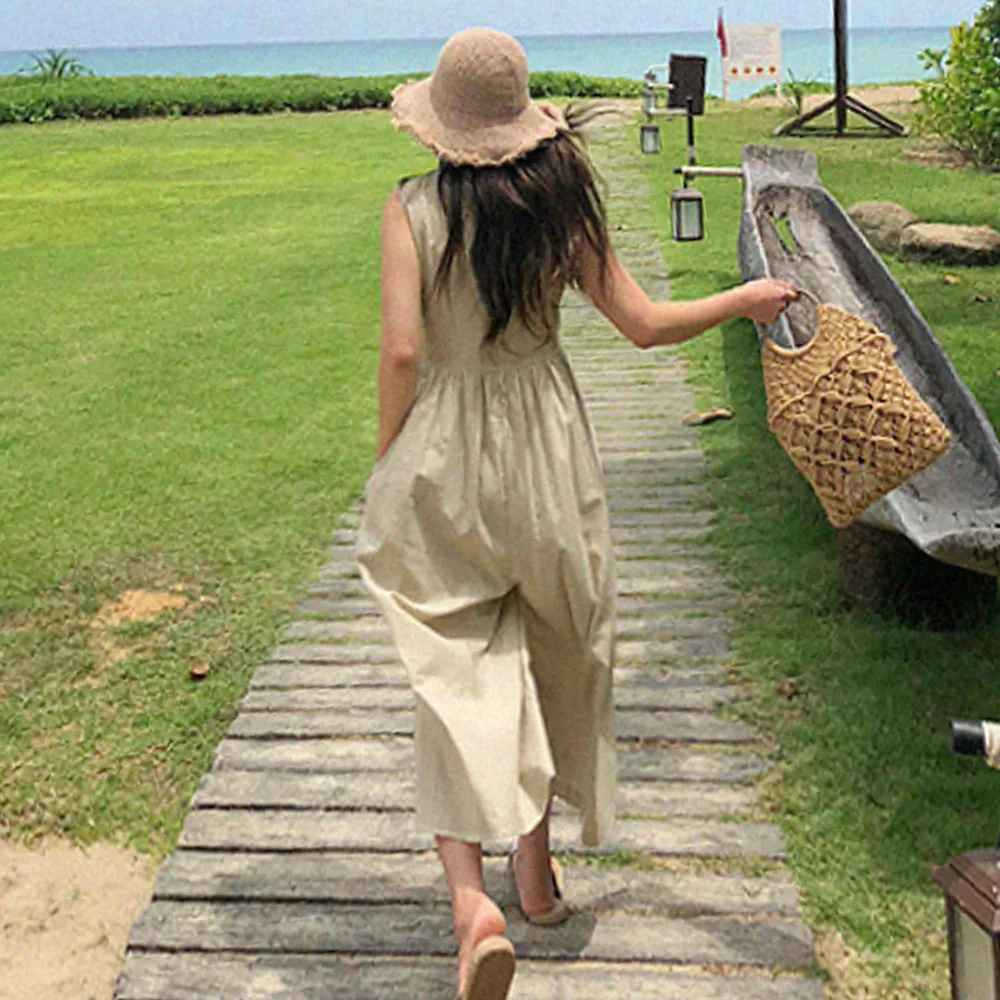 Комбинезон Женский свободного покроя модные брюки с широкими штанинами в