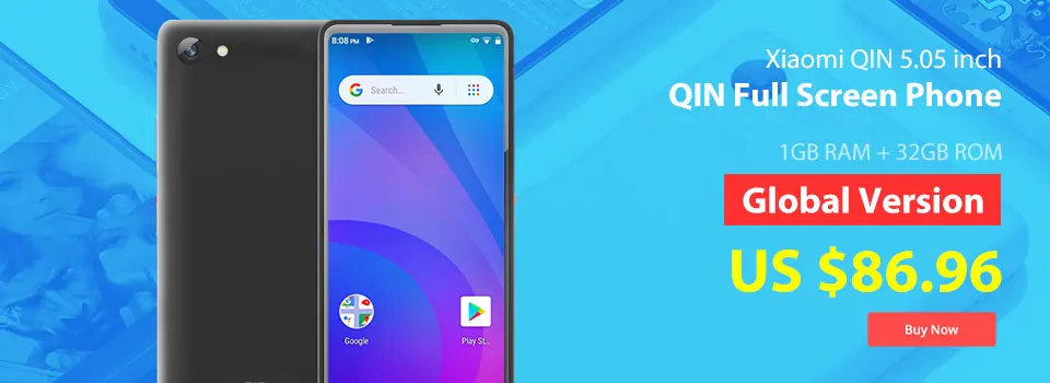 Xiaomi QIN полноэкранный телефон e 4G сеть с Wi-Fi 5,05 дюймов 2100 мАч Andriod 9,0 SC9832E четырехъядерный с функцией Wi-Fi AI переводчик