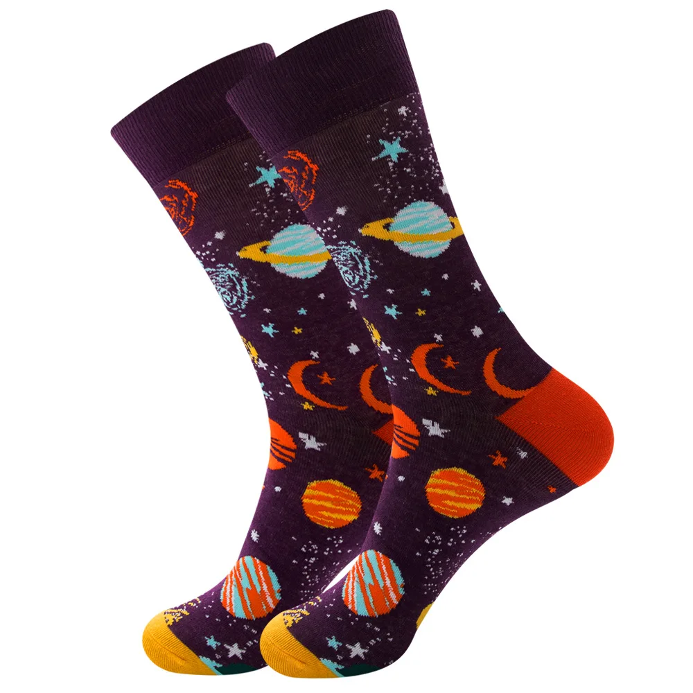 

2020 The new universe series men's big plate planet constellation female smile in tube socks astronaut socks Christmas Gift